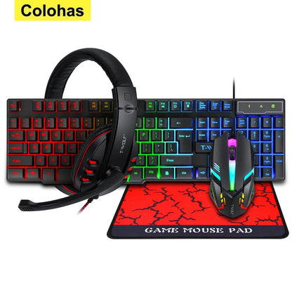 Gaming Keyboard Gamer Keyboard with Backlight USB RGB 104 Rubber Keycaps Wired Ergonomic Russian Keyboard for PC Laptop