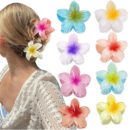 Hawaiian Flower Hair Claw Clips